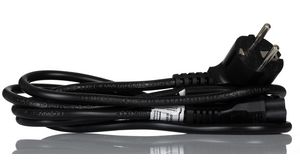 AC Power Cable, IEC 60320 C5 - DE/FR Type F/E (CEE 7/7) Plug, 2m, Black